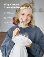 40Lbs/24H Nugget Ice Maker, Self-Cleaning Countertop Pebble Pellet Ice Machine for Home Kitchen Office