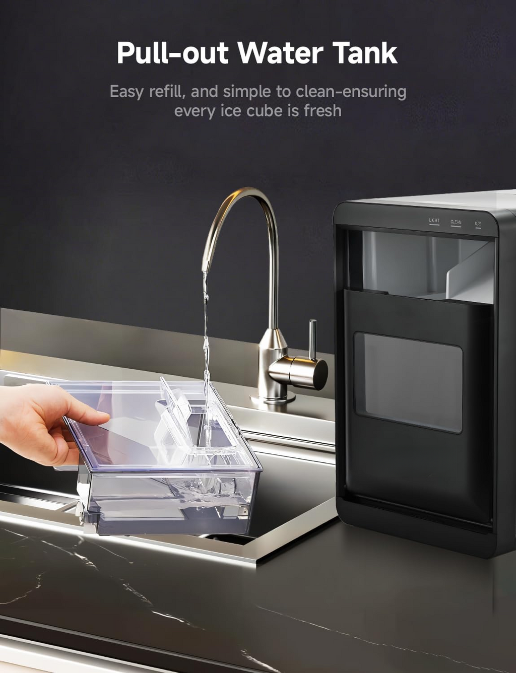 40Lbs/24H Nugget Ice Maker, Self-Cleaning Countertop Pebble Pellet Ice Machine for Home Kitchen Office