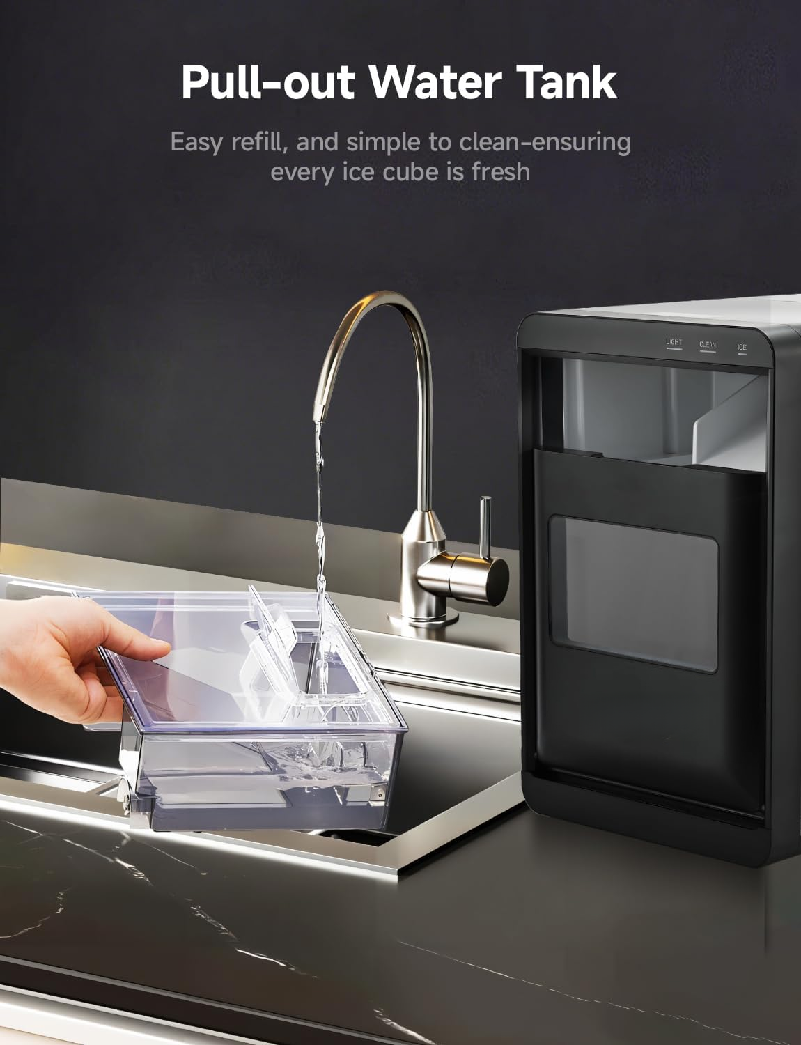 40Lbs/24H Nugget Ice Maker, Self-Cleaning Countertop Pebble Pellet Ice Machine for Home Kitchen Office