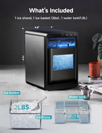 40Lbs/24H Nugget Ice Maker, Self-Cleaning Countertop Pebble Pellet Ice Machine for Home Kitchen Office