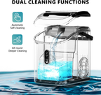 Countertop Nugget Ice Maker with Handle, Ready in 6 Mins, 34Lbs/24H, Removable Top Cover, Auto-Cleaning Portable Sonic Pellet Ice Maker with Basket and Scoop, Perfect for Home Party RV Camping