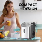 Countertop Nugget Ice Maker with Handle, Ready in 6 Mins, 34Lbs/24H, Removable Top Cover, Auto-Cleaning Portable Sonic Pellet Ice Maker with Basket and Scoop, Perfect for Home Party RV Camping