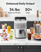 7 Mins Fast Countertop Nugget Ice Maker, 34Lbs/24H Self-Cleaning Pellet Ice Machine with Scoop & Basket, Stainless Steel for Home