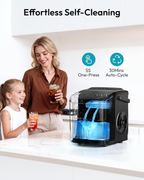 26Lbs/24H Countertop Ice Maker, 6 Mins Fast Ice Making with Handle, Auto-Cleaning Portable Ice Machine for Home Camping RV, Black