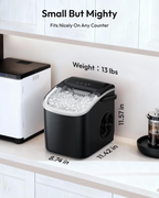 26Lbs/24H Countertop Ice Maker, 6 Mins Fast Ice Making with Handle, Auto-Cleaning Portable Ice Machine for Home Camping RV, Black