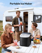 26Lbs/24H Countertop Ice Maker, 6 Mins Fast Ice Making with Handle, Auto-Cleaning Portable Ice Machine for Home Camping RV, Black
