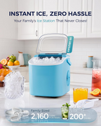 Countertop Ice Maker with Handle, 26Lbs/24H Portable Ice Machine, 9 Ice Cubes Ready in 6 Mins, Auto-Cleaning Ice Maker with Basket & Scoop for Home Kitchen Camping RV, Blue