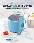 Countertop Ice Maker with Handle, 26Lbs/24H Portable Ice Machine, 9 Ice Cubes Ready in 6 Mins, Auto-Cleaning Ice Maker with Basket & Scoop for Home Kitchen Camping RV, Blue