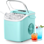 6 Mins Fast Countertop Ice Maker | 26Lbs Daily, Auto-Cleaning Portable Ice Maker with Handle, Basket & Scoop for Kitchen Camping RV, Green