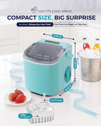6 Mins Fast Countertop Ice Maker | 26Lbs Daily, Auto-Cleaning Portable Ice Maker with Handle, Basket & Scoop for Kitchen Camping RV, Green