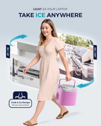 26Lbs/24H Countertop Ice Maker, 6 Mins Fast 9 Ice Cubes, Auto-Cleaning Portable Ice Machine with Handle for Home Camping RV, Pink